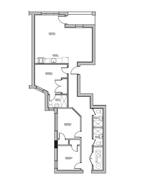 Floor plan for 3 beds, 3 baths, 1000 sqft